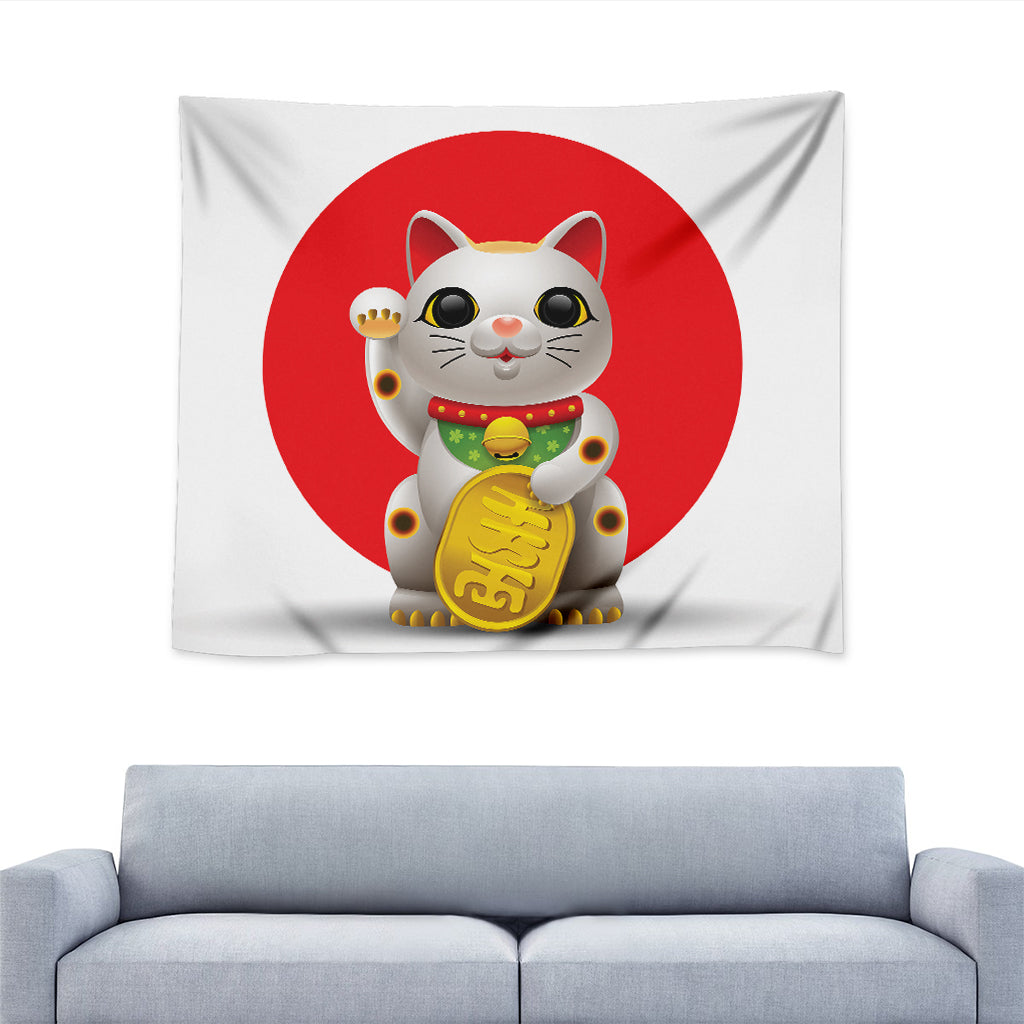 Japanese Lucky Cat Maneki Neko Print Tapestry – GearFrost