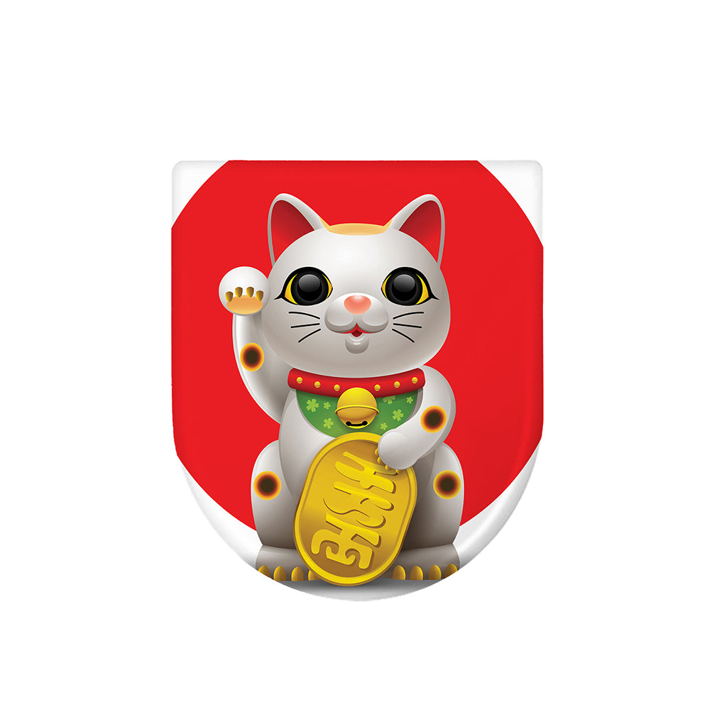 Japanese Lucky Cat Maneki Neko Print Toilet Lid Cover