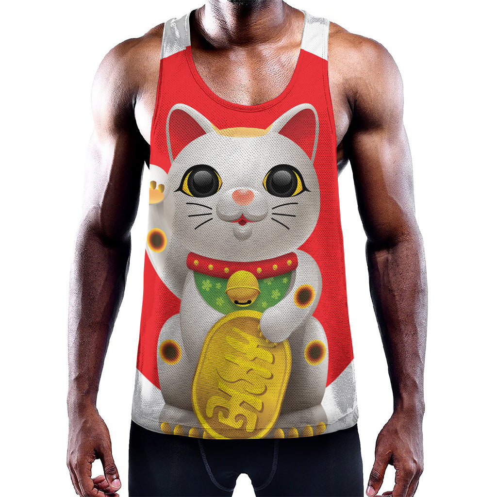 Japanese Lucky Cat Maneki Neko Print Training Tank Top