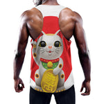 Japanese Lucky Cat Maneki Neko Print Training Tank Top
