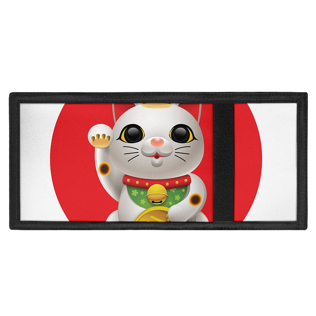 Japanese Lucky Cat Maneki Neko Print Trifold Wallet
