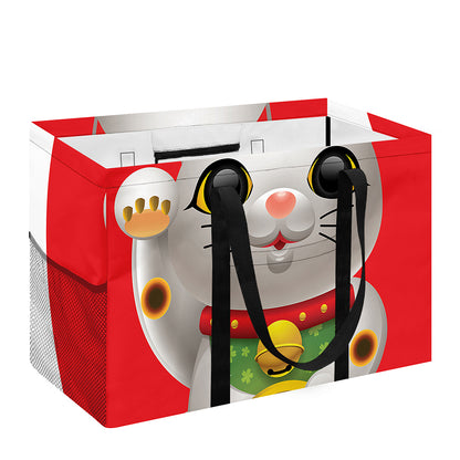 Japanese Lucky Cat Maneki Neko Print Utility Tote Bag