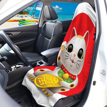 Japanese Lucky Cat Maneki Neko Print Waterproof Car Seat Cover