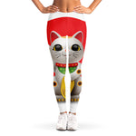 Japanese Lucky Cat Maneki Neko Print Women's Leggings