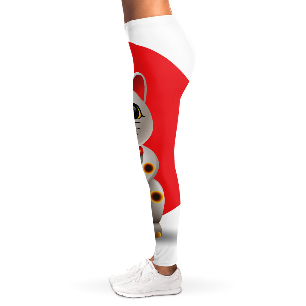 Japanese Lucky Cat Maneki Neko Print Women's Leggings