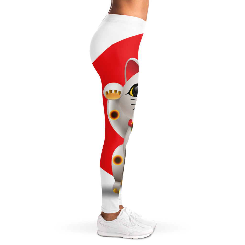 Japanese Lucky Cat Maneki Neko Print Women's Leggings