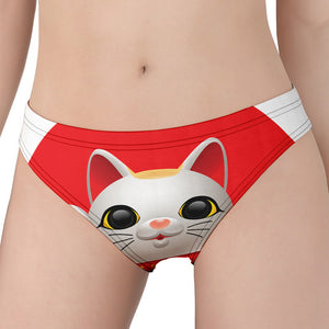 Japanese Lucky Cat Maneki Neko Print Women's Panties