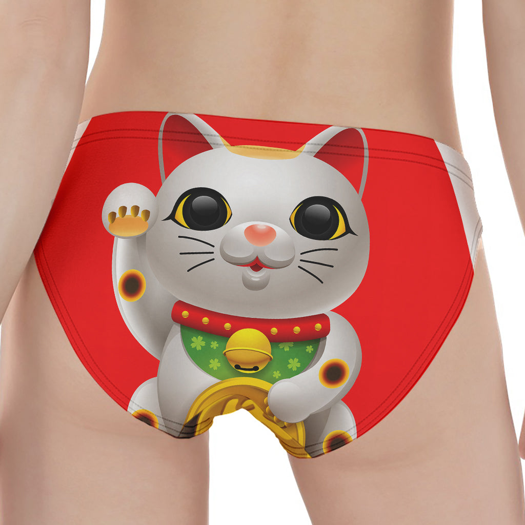 Japanese Lucky Cat Maneki Neko Print Women's Panties