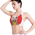 Japanese Lucky Cat Maneki Neko Print Women's Sports Bra