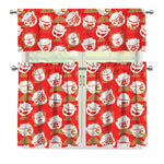 Japanese Lucky Cat Pattern Print 3 Piece Kitchen Curtains