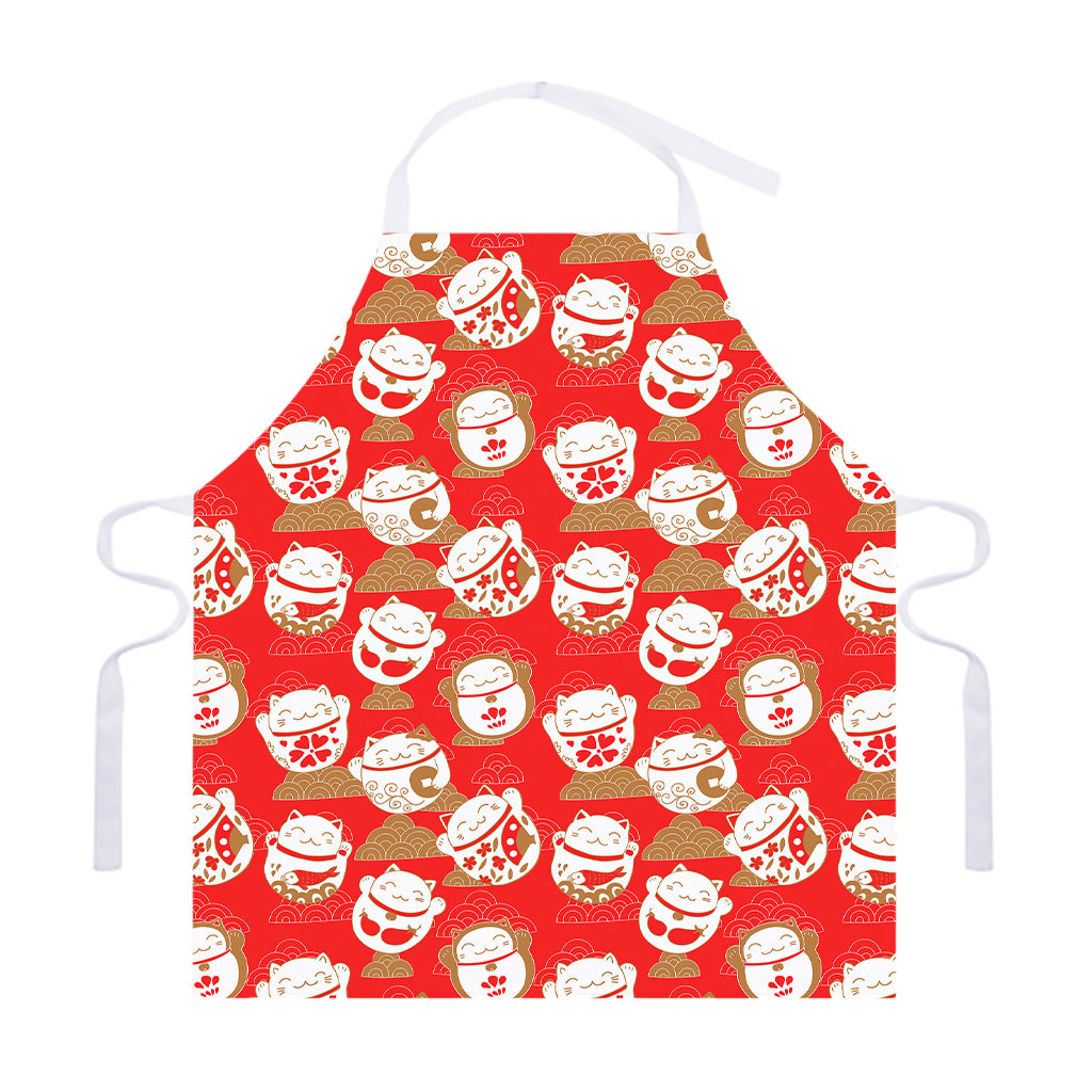 Japanese Lucky Cat Pattern Print Adjustable Apron
