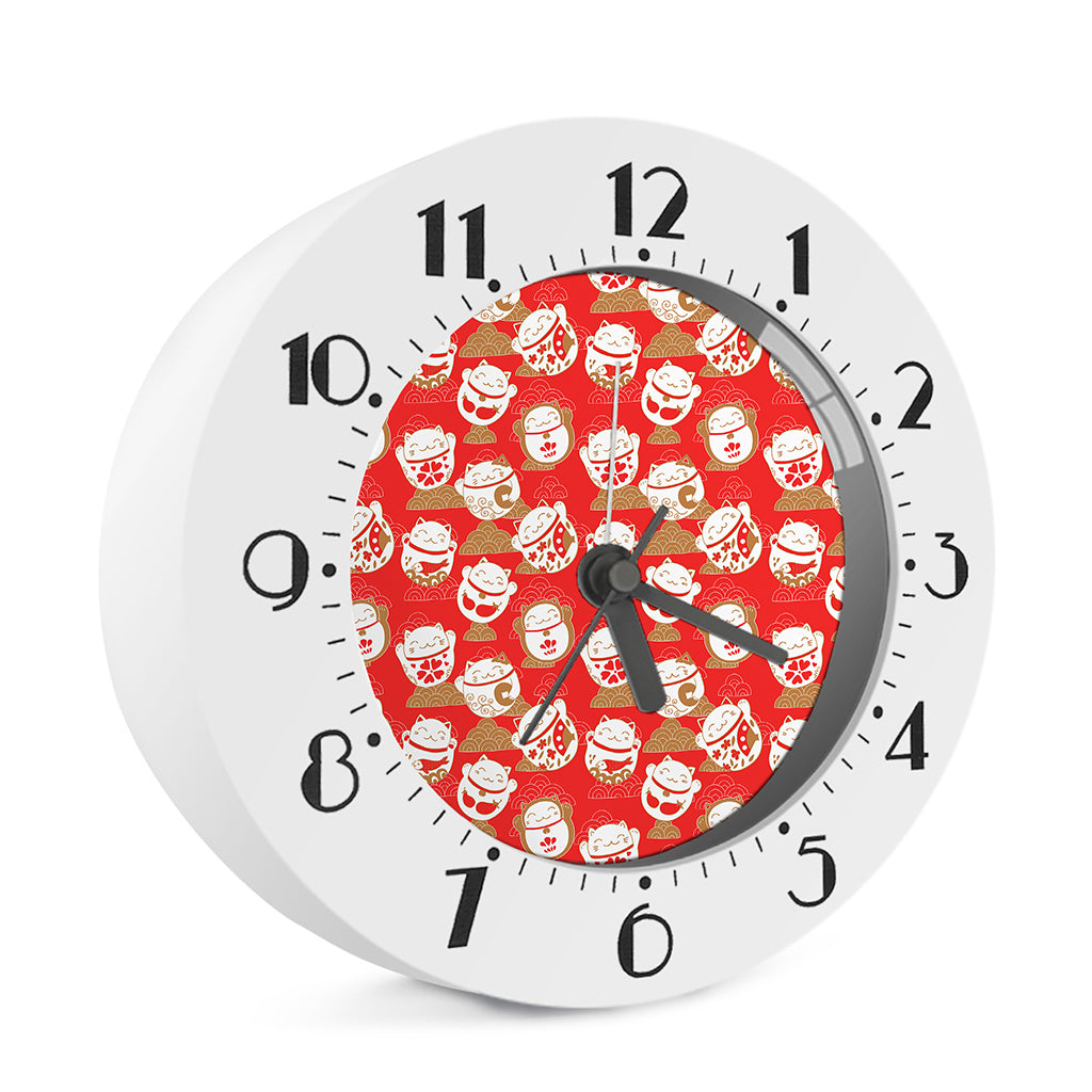 Japanese Lucky Cat Pattern Print Alarm Clock