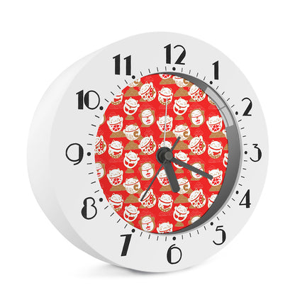 Japanese Lucky Cat Pattern Print Alarm Clock