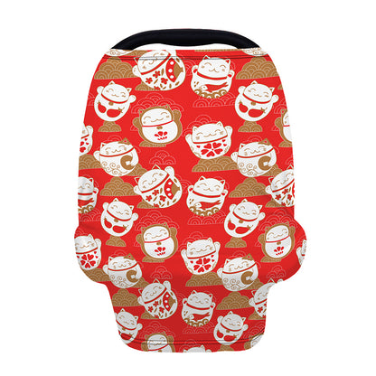 Japanese Lucky Cat Pattern Print Baby Seat Cover