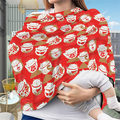 Japanese Lucky Cat Pattern Print Baby Seat Cover