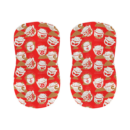 Japanese Lucky Cat Pattern Print Bar Stool Covers