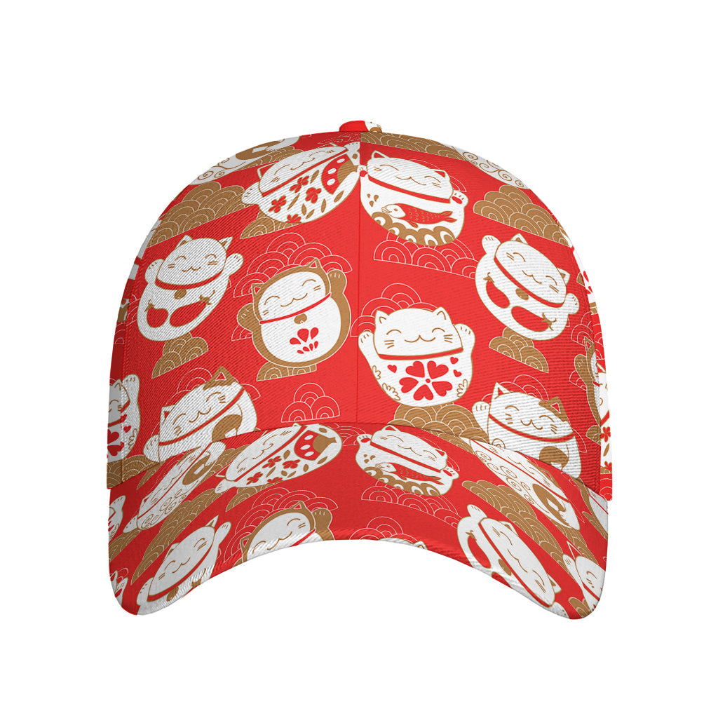 Japanese Lucky Cat Pattern Print Baseball Cap