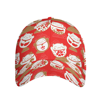 Japanese Lucky Cat Pattern Print Baseball Cap