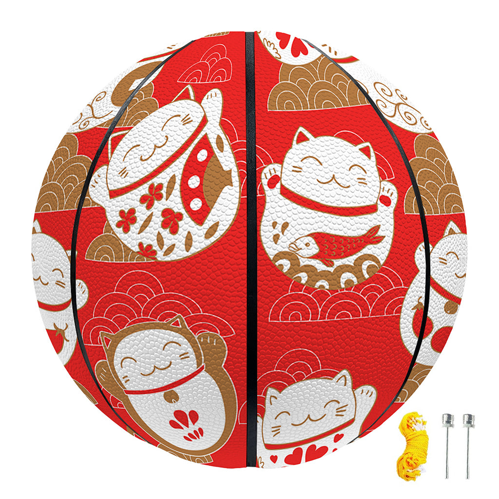 Japanese Lucky Cat Pattern Print Basketball