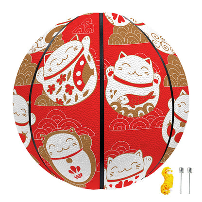 Japanese Lucky Cat Pattern Print Basketball