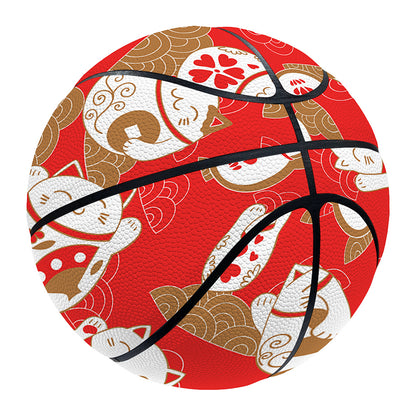 Japanese Lucky Cat Pattern Print Basketball