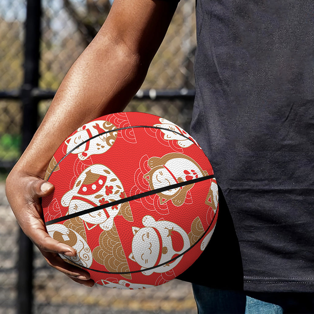 Japanese Lucky Cat Pattern Print Basketball