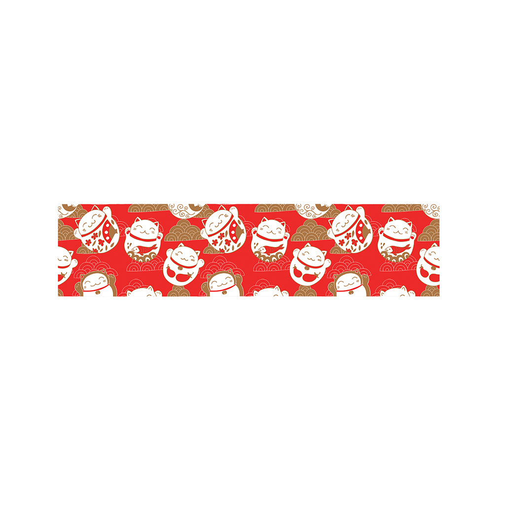 Japanese Lucky Cat Pattern Print Bed Runner