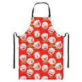 Japanese Lucky Cat Pattern Print Bib Apron With Pocket