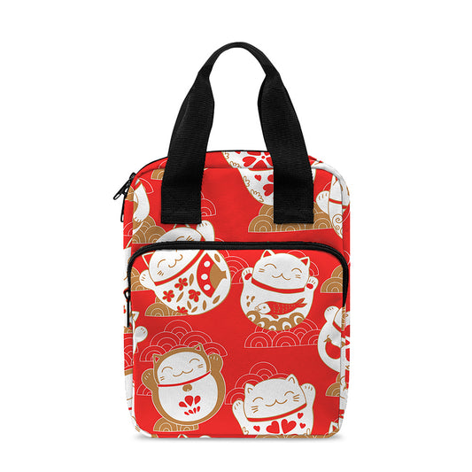 Japanese Lucky Cat Pattern Print Bible Tote Bag