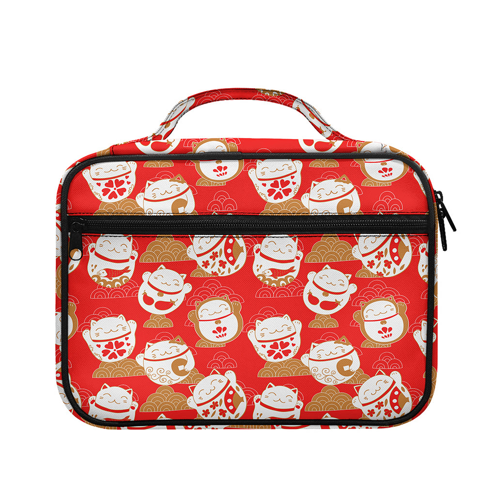 Japanese Lucky Cat Pattern Print Briefcase Bible Bag