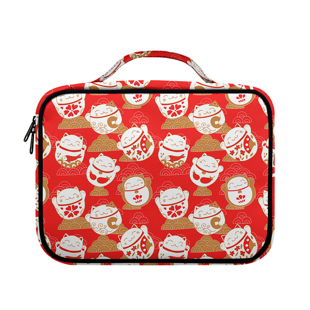 Japanese Lucky Cat Pattern Print Briefcase Bible Bag