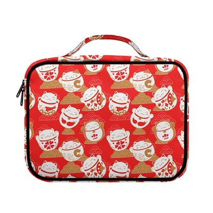 Japanese Lucky Cat Pattern Print Briefcase Bible Bag