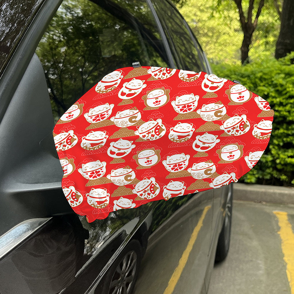 Japanese Lucky Cat Pattern Print Car Side Mirror Covers