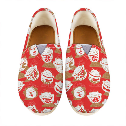 Japanese Lucky Cat Pattern Print Casual Shoes
