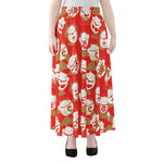 Japanese Lucky Cat Pattern Print Chiffon Maxi Skirt