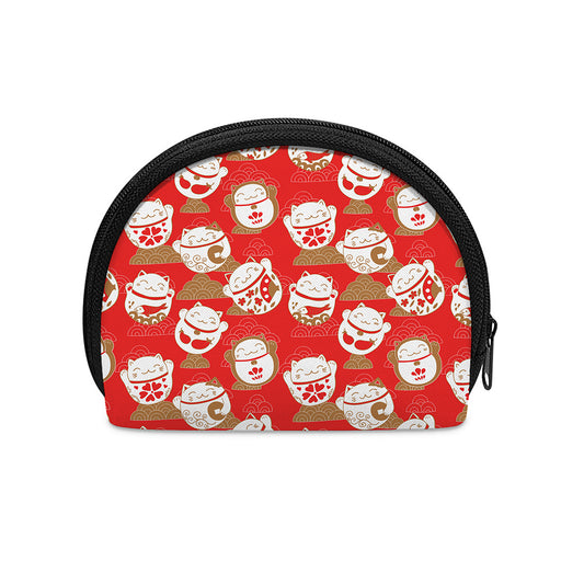 Japanese Lucky Cat Pattern Print Coin Purse