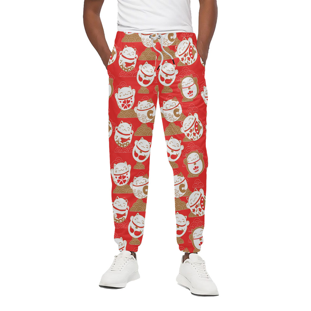 Japanese Lucky Cat Pattern Print Cotton Pants