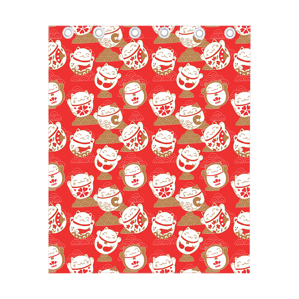 Japanese Lucky Cat Pattern Print Curtain