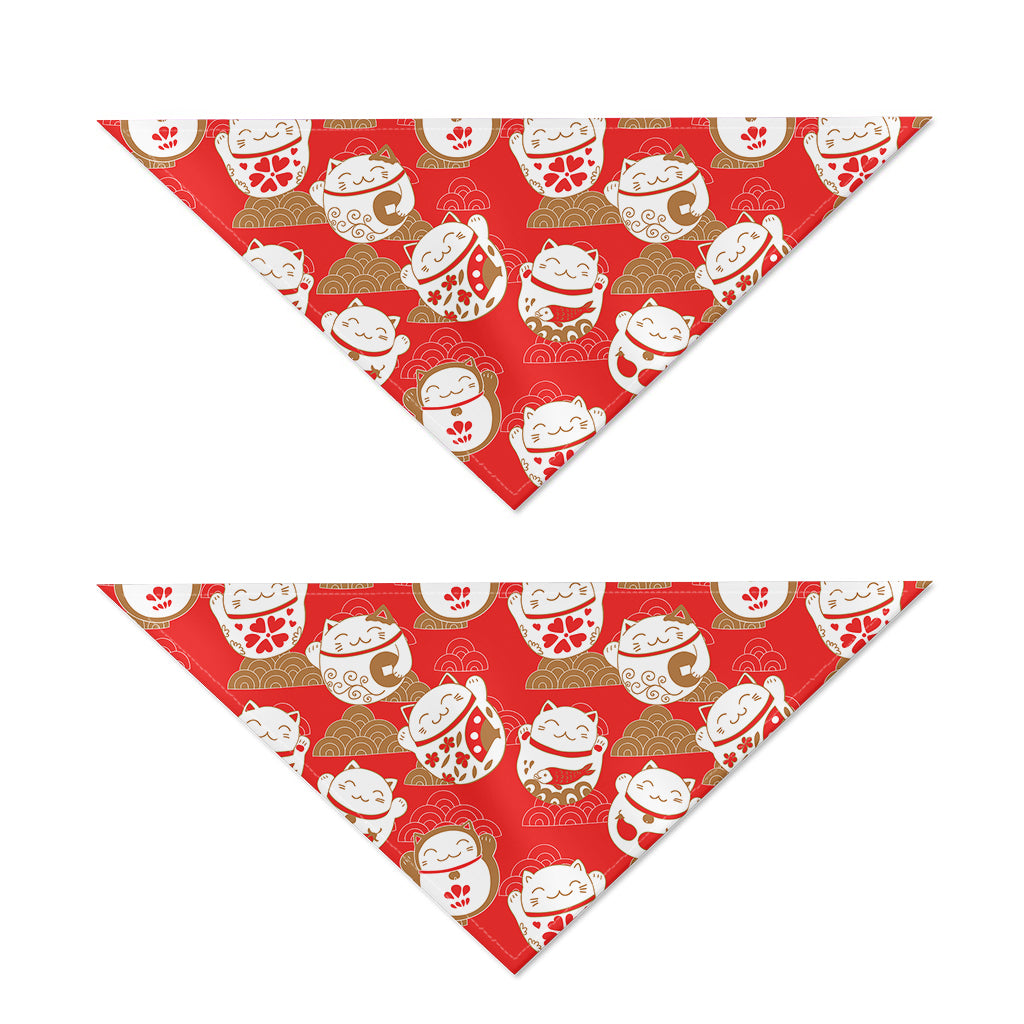 Japanese Lucky Cat Pattern Print Dog Bandana