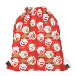 Japanese Lucky Cat Pattern Print Drawstring Bag