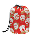 Japanese Lucky Cat Pattern Print Drawstring Makeup Bag