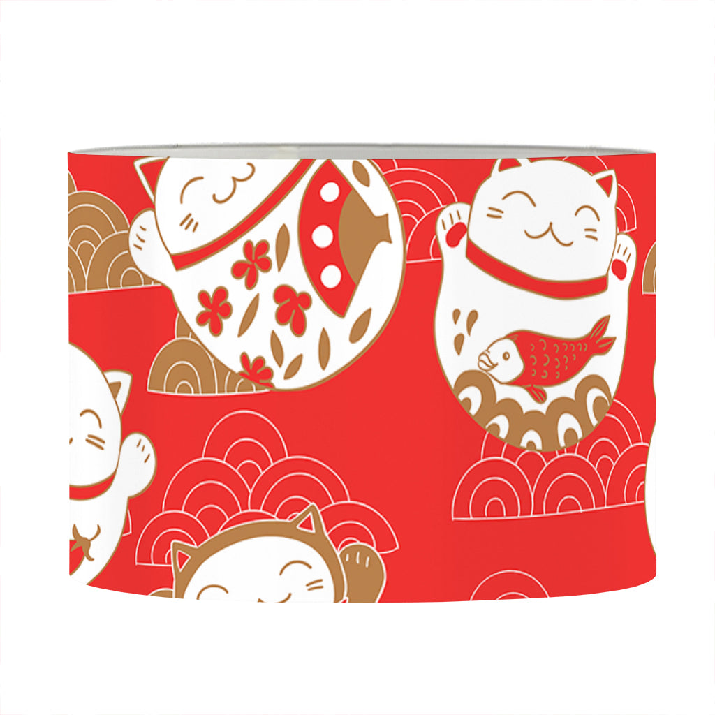 Japanese Lucky Cat Pattern Print Drum Lamp Shade