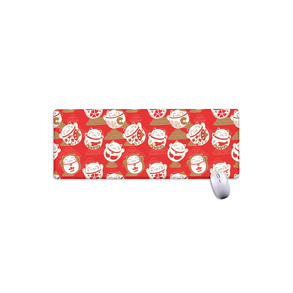 Japanese Lucky Cat Pattern Print Extended Mouse Pad
