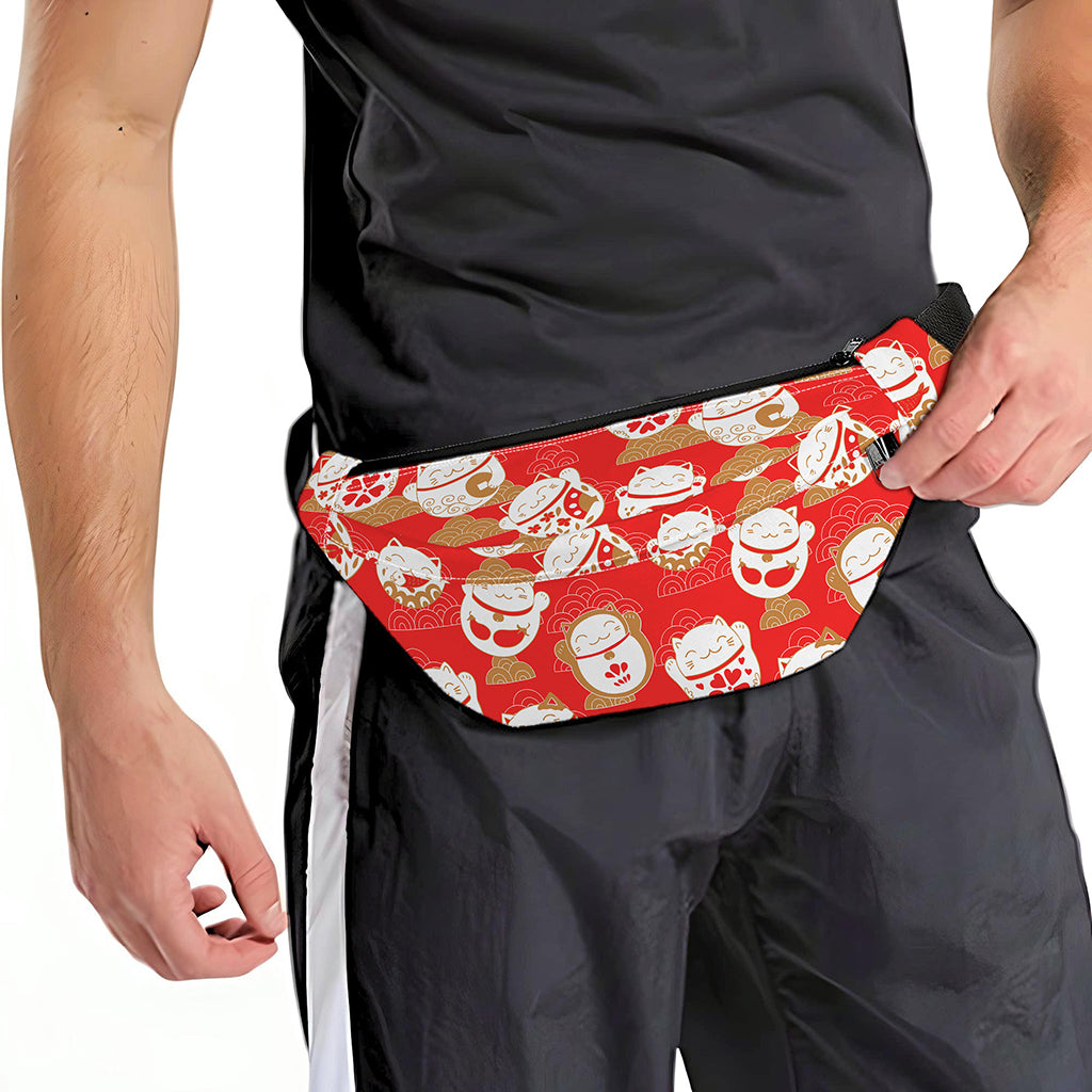 Japanese Lucky Cat Pattern Print Fanny Pack