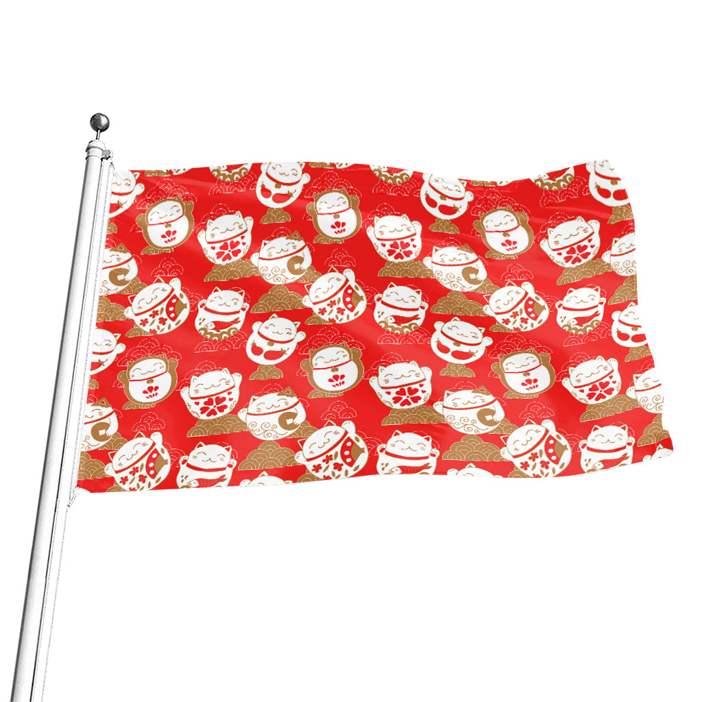 Japanese Lucky Cat Pattern Print Flag
