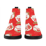 Japanese Lucky Cat Pattern Print Flat Ankle Boots