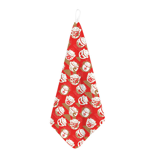 Japanese Lucky Cat Pattern Print Hand Towel