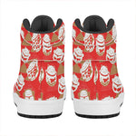 Japanese Lucky Cat Pattern Print High Top Leather Sneakers