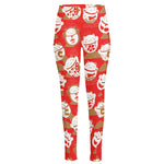 Japanese Lucky Cat Pattern Print High-Waisted Pocket Leggings