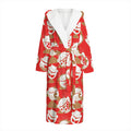 Japanese Lucky Cat Pattern Print Hooded Bathrobe